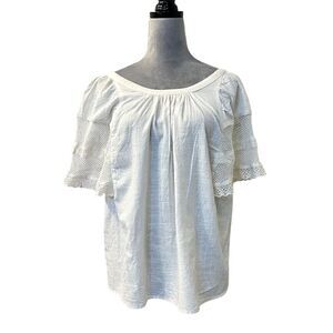 Old Navy Ivory Lace Flutter Sleeve Blouse L Casual Top Spring Summer